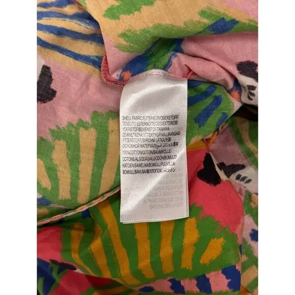 Farm Rio Dress Medium Womens Graphic Macaws Coral Tie Front Strapless Mini - Picture 8 of 8